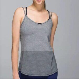 Lululemon Breezy Tank Top Stripe Heathered Gray Size 2 Vitasea Yoga Loose Fit